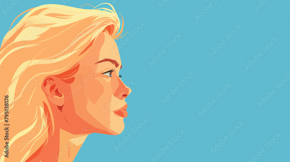 Side view face of a young strong Caucasian woman