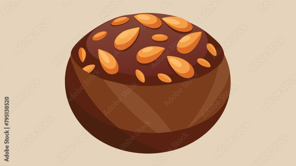 Fototapeta premium The slight crunch of roasted almonds adds extra texture to the smooth delicate dark chocolate truffle..