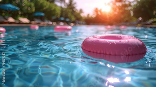 Pink Floatie Floating on Swimming Pool