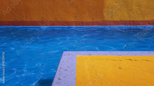 Blue and Yellow Pool With Red and Yellow Wall