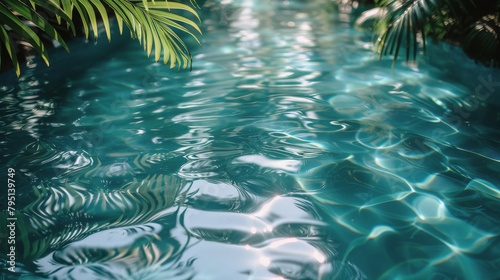 Pool With Water and Palm Trees