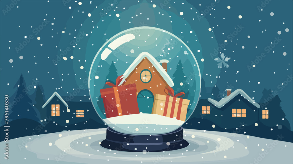 Snow globe with christmas gifts vector illustration illustration