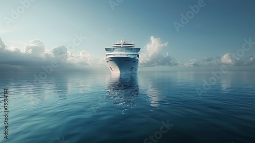 Cruise Ship Sailing in Open Ocean