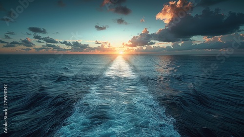 Sun Setting Over Ocean From Boat