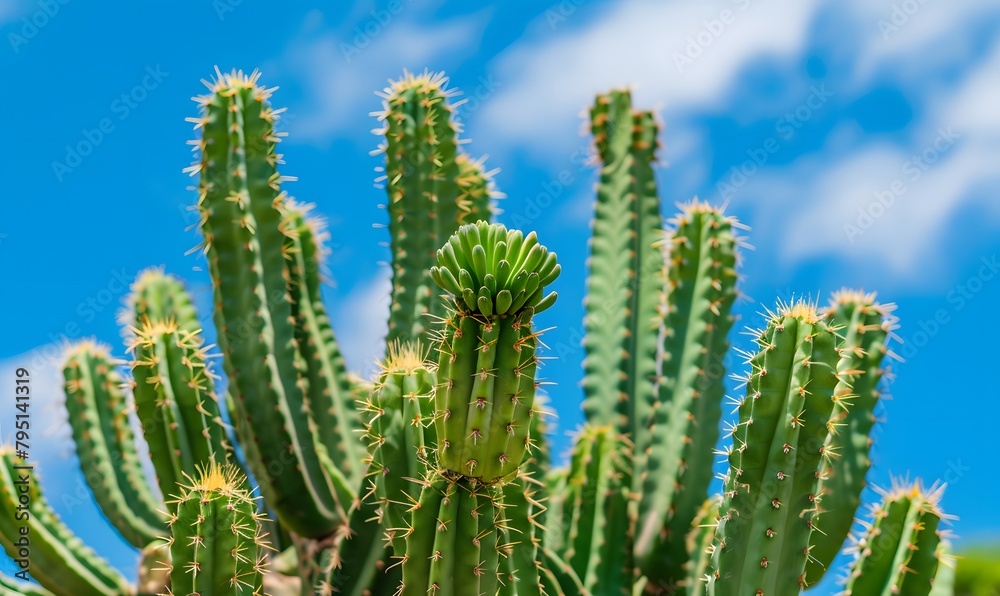 Close-up image of lush green cactus, Generative AI Close-up image of lush green cactus, Generative AI