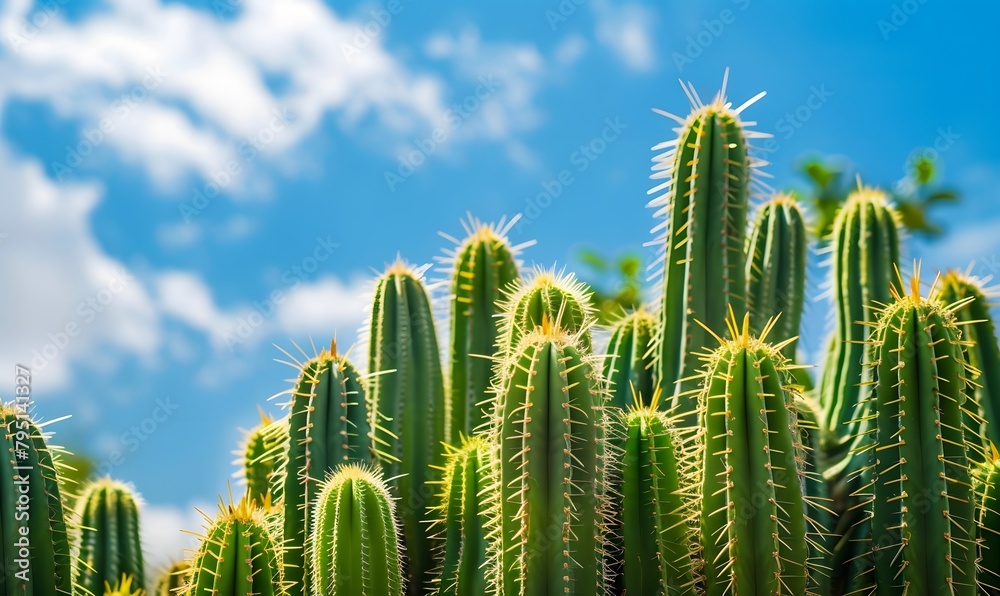 Close-up image of lush green cactus, Generative AI Close-up image of lush green cactus, Generative AI