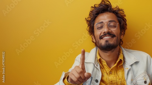 Man With Beard and Glasses Making Peace Sign