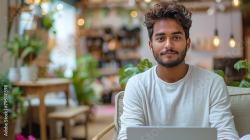 Man Working on Laptop at Table