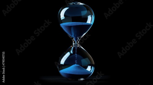 Portrait of hourglass on black background. generative AI image