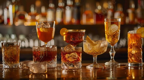 Classic cocktails, old-fashioned drinks and vintage barware