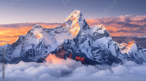 View of Mount Ama Dallam and Lhotse at sunrise  © UsamaR