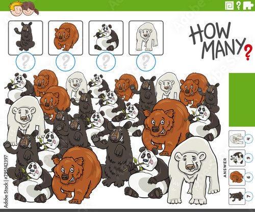 how many counting game with cartoon bears wild animals