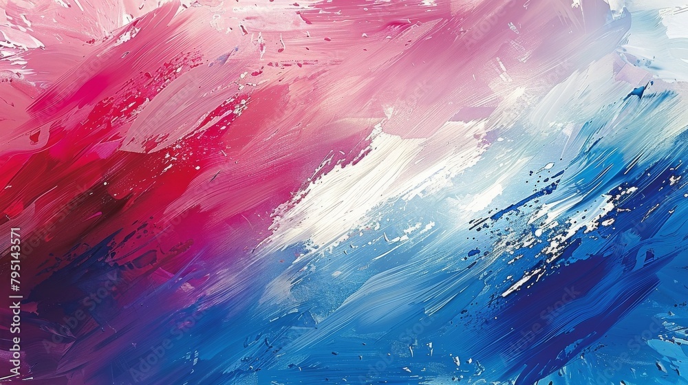 Abstract Painting With Red, White, and Blue Colors