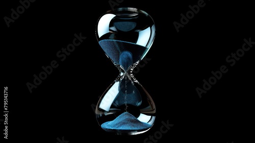 Portrait of hourglass on black background. generative AI image