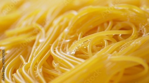 Close up of heap yellow pasta noodles