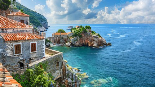 View of the cliffs from Castello fortress in Petrovac photo