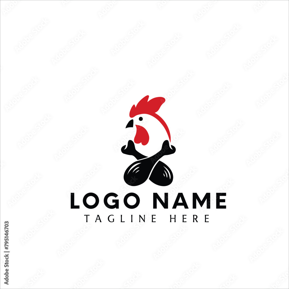 chicken logo icon fast eat food element design art simple illustration brand market