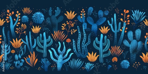 Floral Desert Night Illustration