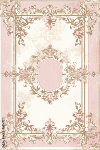 Vintage invitation frame with art nouveau décor. Generative AI