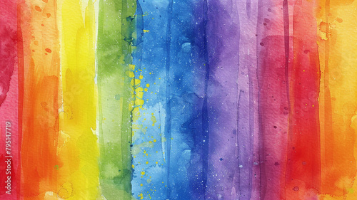 Watercolor rainbow stripes on textured paper background