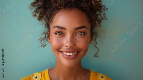Smiling Woman With Messy Topknot
