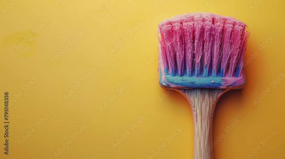 Pink and Blue Brush on Yellow Wall Pink and Blue Brush on Yellow Wall