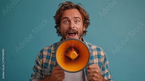 Man Holding Megaphone