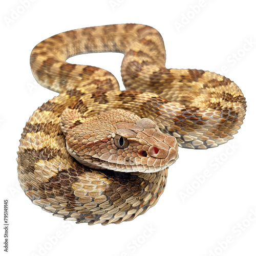 Western Diamondback rattlesnake coiled isolated on Transparent Background, without background .PNG