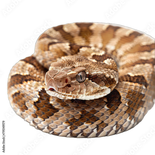 Western Diamondback rattlesnake coiled isolated on Transparent Background, without background .PNG