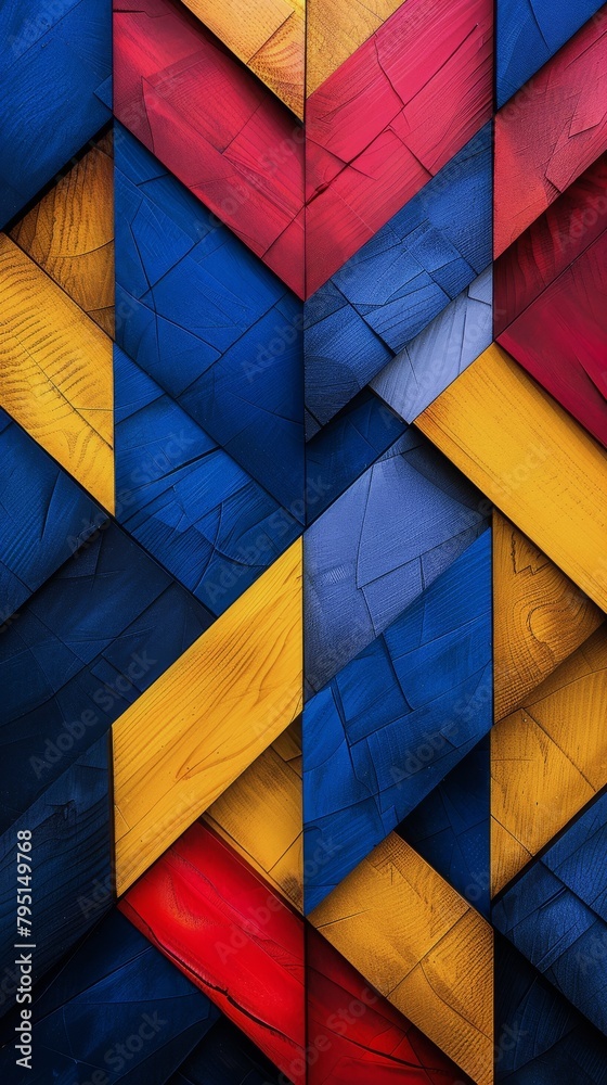 Fototapeta premium Colorful Pattern Painting on Wood