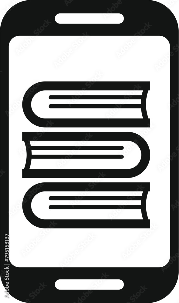 Online book stack icon simple vector. Reading digital device. Public learn Online book stack icon simple vector. Reading digital device. Public learn