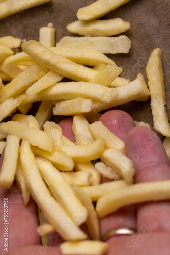 frozen potatoes for deep frying photo