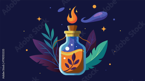 A small vial of exotic oils and es creating an alluring and mysterious fragrance for a night of adventure and intrigue..