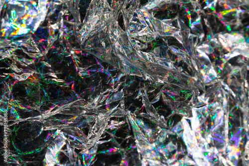 Holographic Crumpled Paper Material which is Shiny for Background photo