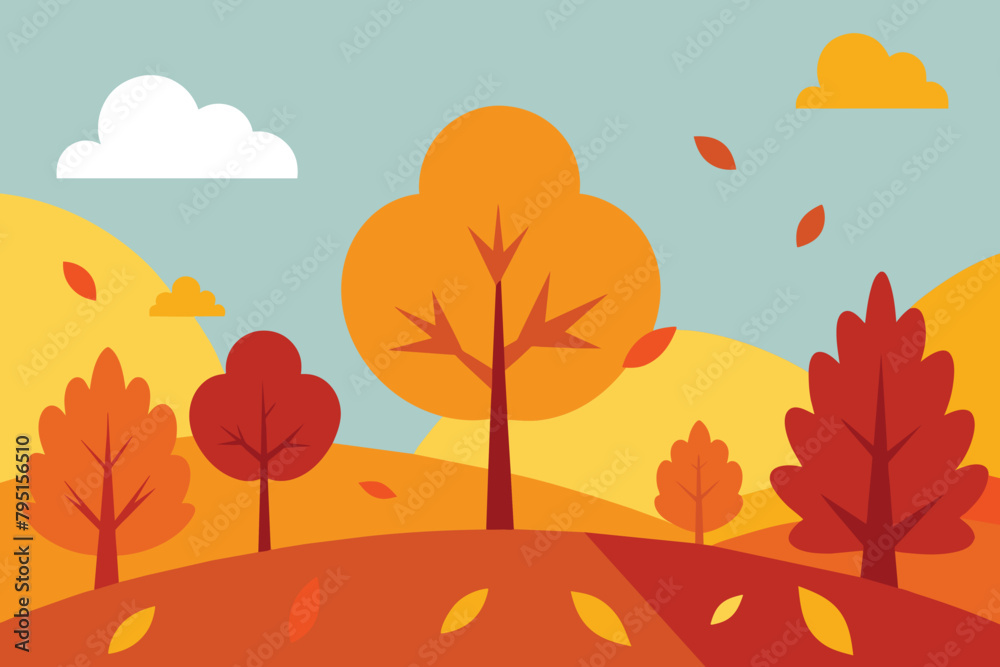 Autumn background illustration vector. Flat background of autumn design