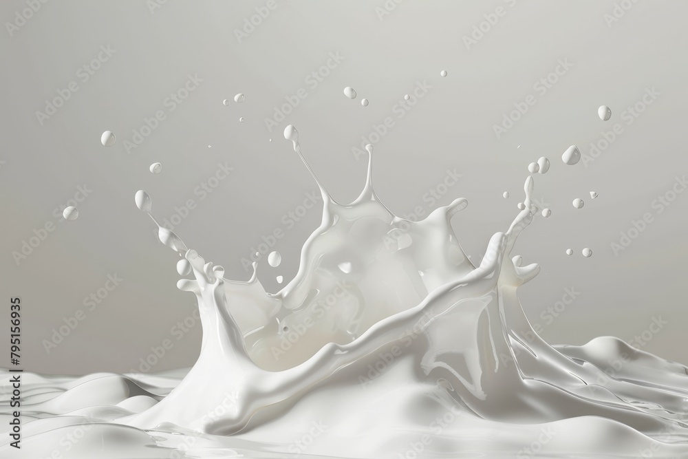 Pouring fresh milk with splashing droplets on clean white background for commercial use Pouring fresh milk with splashing droplets on clean white background for commercial use
