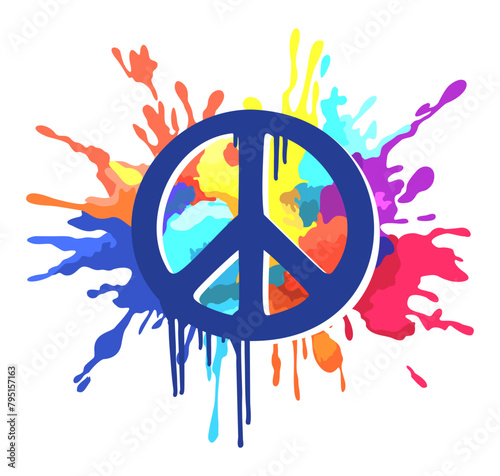 Pacific symbol in graffiti style with colorful splashes. Vector bright illustration isolated on white background.