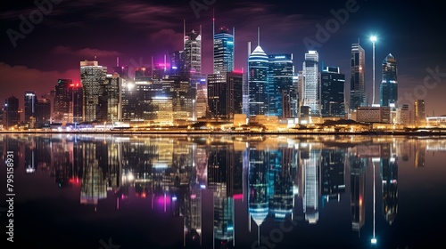 city skyline at night By Amena