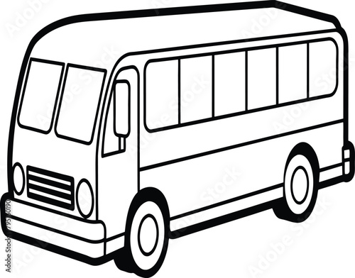 Bus coloring pages. Vehicles line art for coloring book.