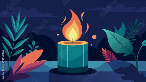 The flickering flames of a highend botanicalinspired candle create a serene ambiance in the bedroom..