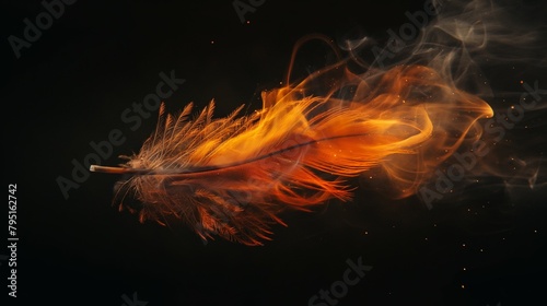 Burning Feather isolated on Black Background