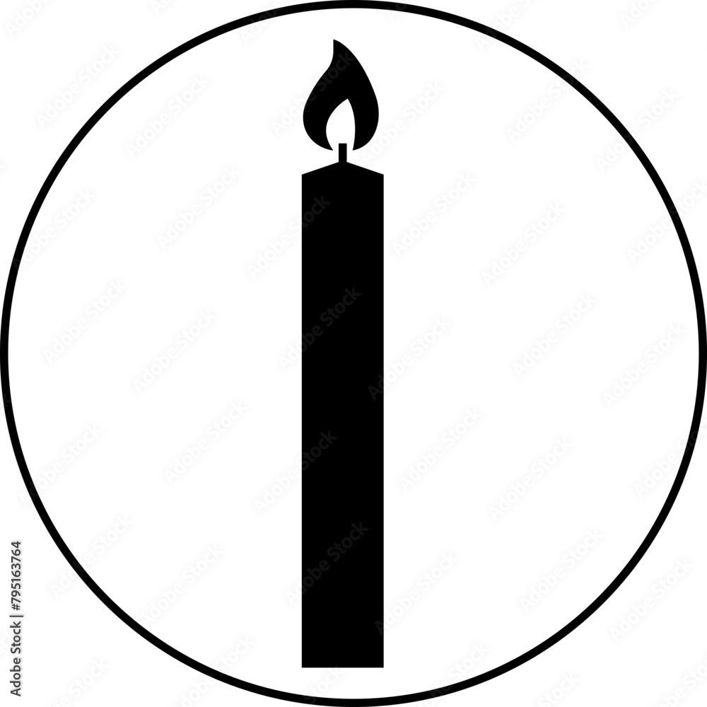 Obraz premium Candle Fill icon. Candle silhouette for religion commemorative and party. Easter Candle Icon that represent the tradition and symbolism of the Easter season. Candle light on transparent background.