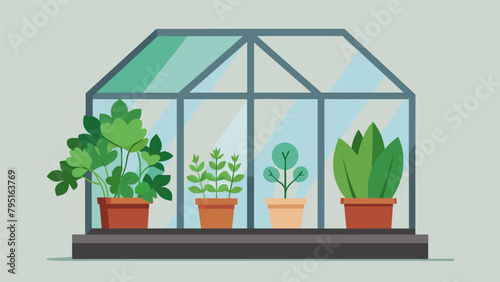 A makeshift greenhouse on a windowsill filled with parsley sage and thyme growing with great determination..