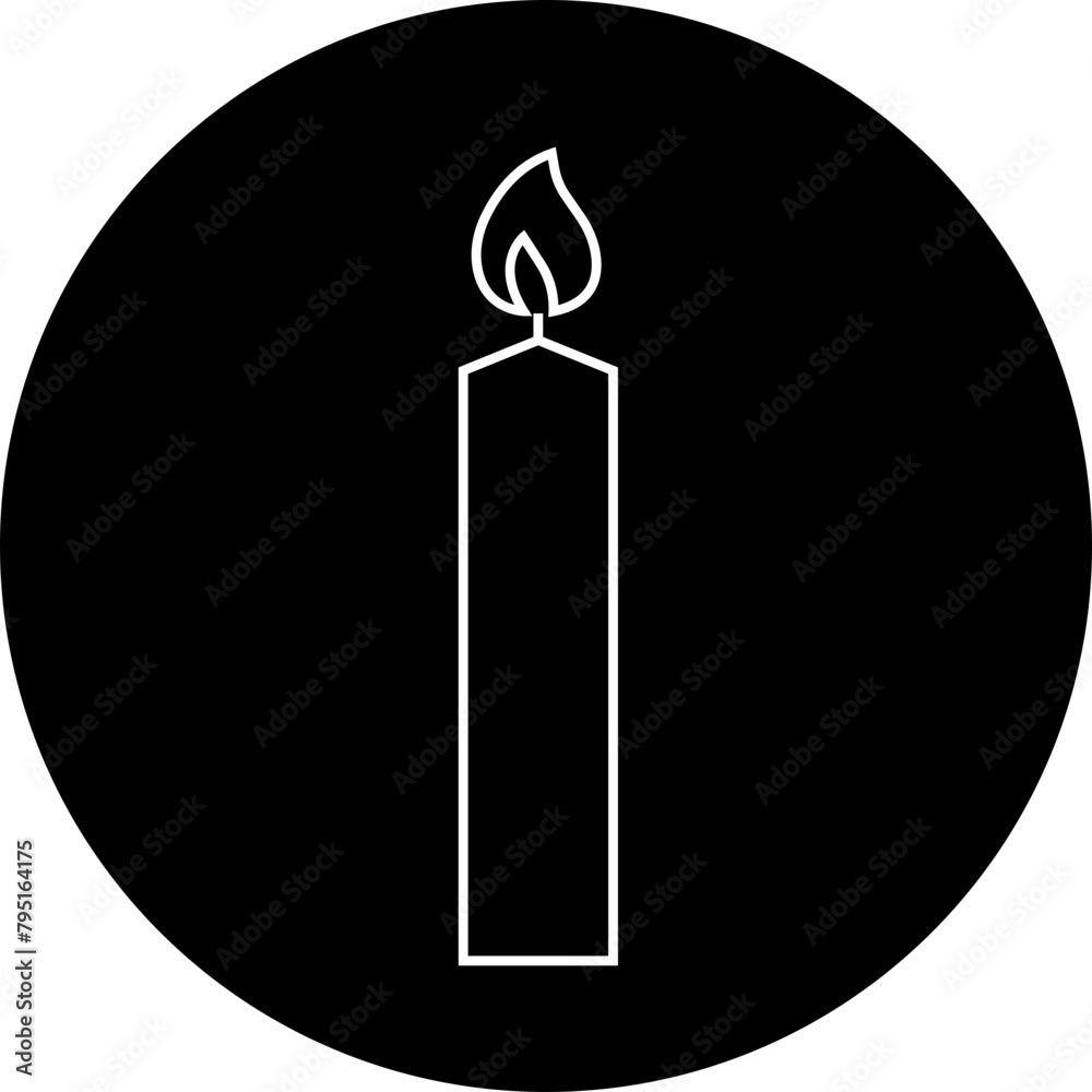 Obraz premium Candle line icon editable stock. Silhouette for religion commemorative and party. Easter Candle that represent the tradition and symbolism of the Easter season. Candle light on transparent background.