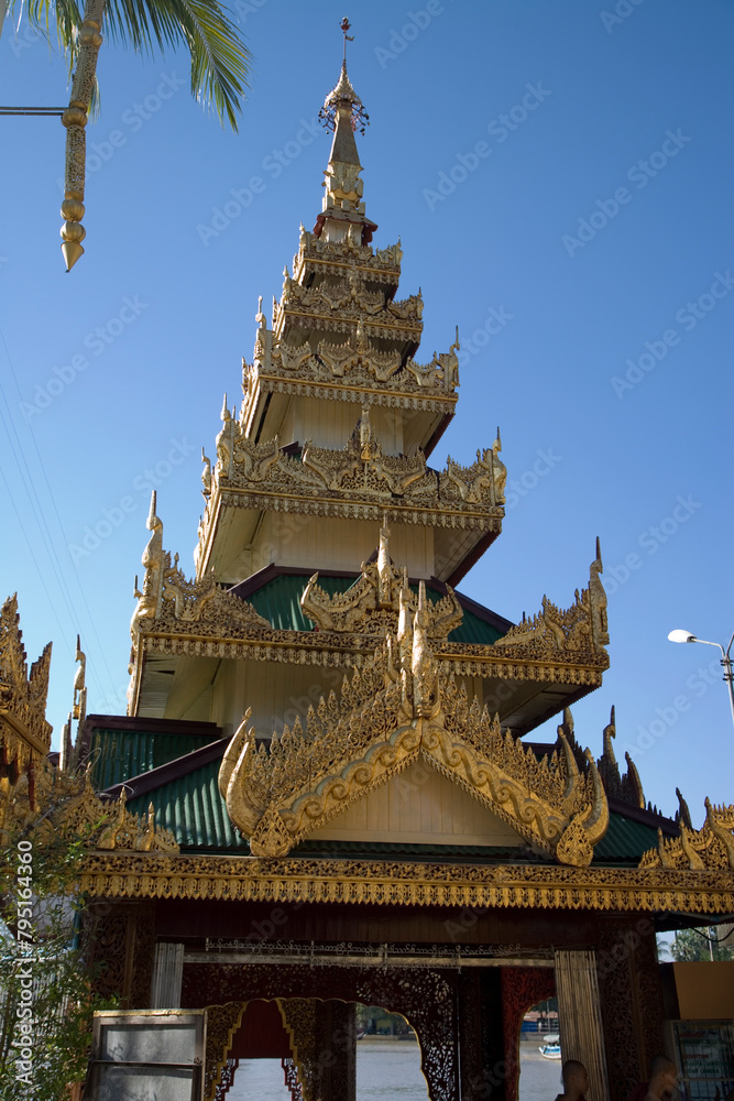 Myanmar Yangon Shwedagon Paya on a sunny spring day