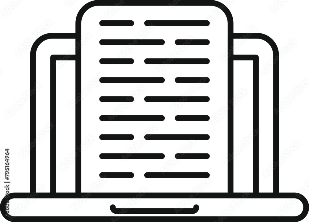Working remote reading article icon outline vector. Laptop screen. Online education Working remote reading article icon outline vector. Laptop screen. Online education