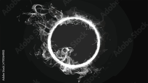 Circle made of white smoke on black background Vector