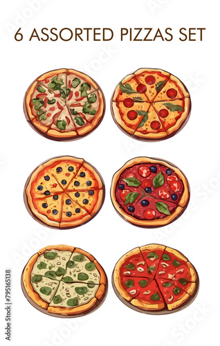 6 Assorted pizzas set