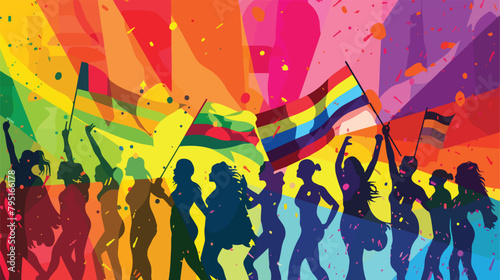 Collage of different people with LGBT flags on color