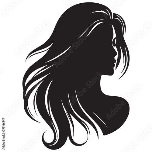 Silhouette of a womans head with curly hair vector illustration